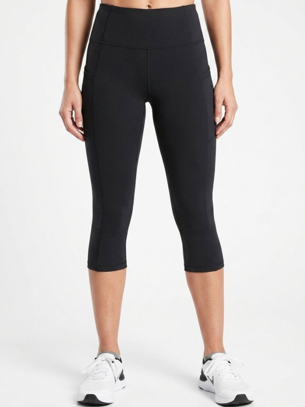 Kyodan Black Cropped Leggings Side Pockets High Rise Workout Yoga Capri Small